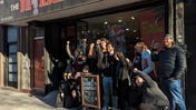 Group shot of Brooklyn Strategist Workers United members outside the New York City location