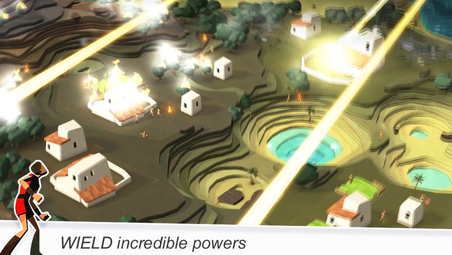 A screenshot showing the sorts of powers you were supposed to be able to use in Godus.