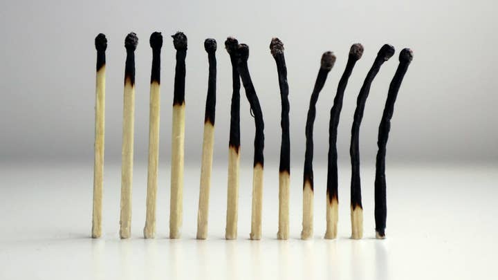 A row of matches, each one burned a little more than the last