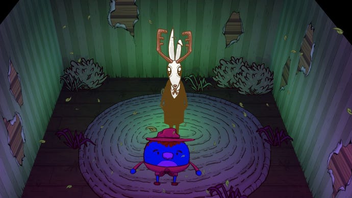 The camp counsellor bird in Camp Canyonwood dreams of being in a strange room talking to a deer ghost... thing