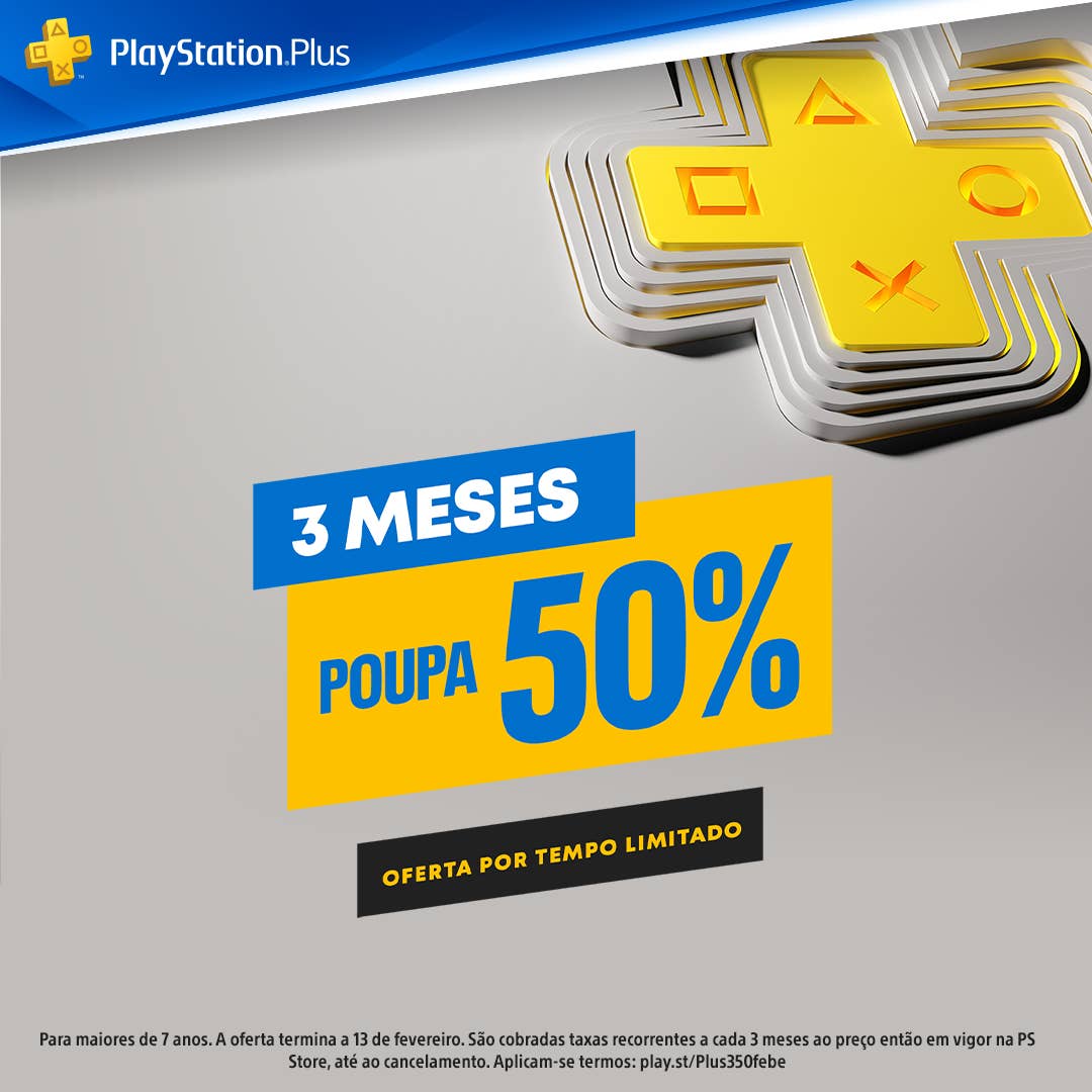 PS Plus de 3 meses com desconto de 50% na PS Store