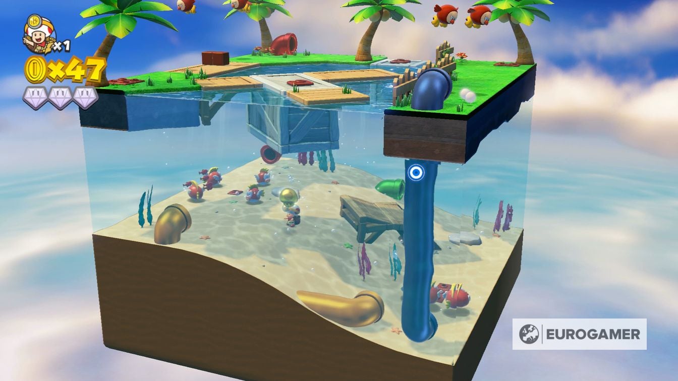 Captain Toad Gold Mushroom locations, 1Up Mushrooms and all Treasure