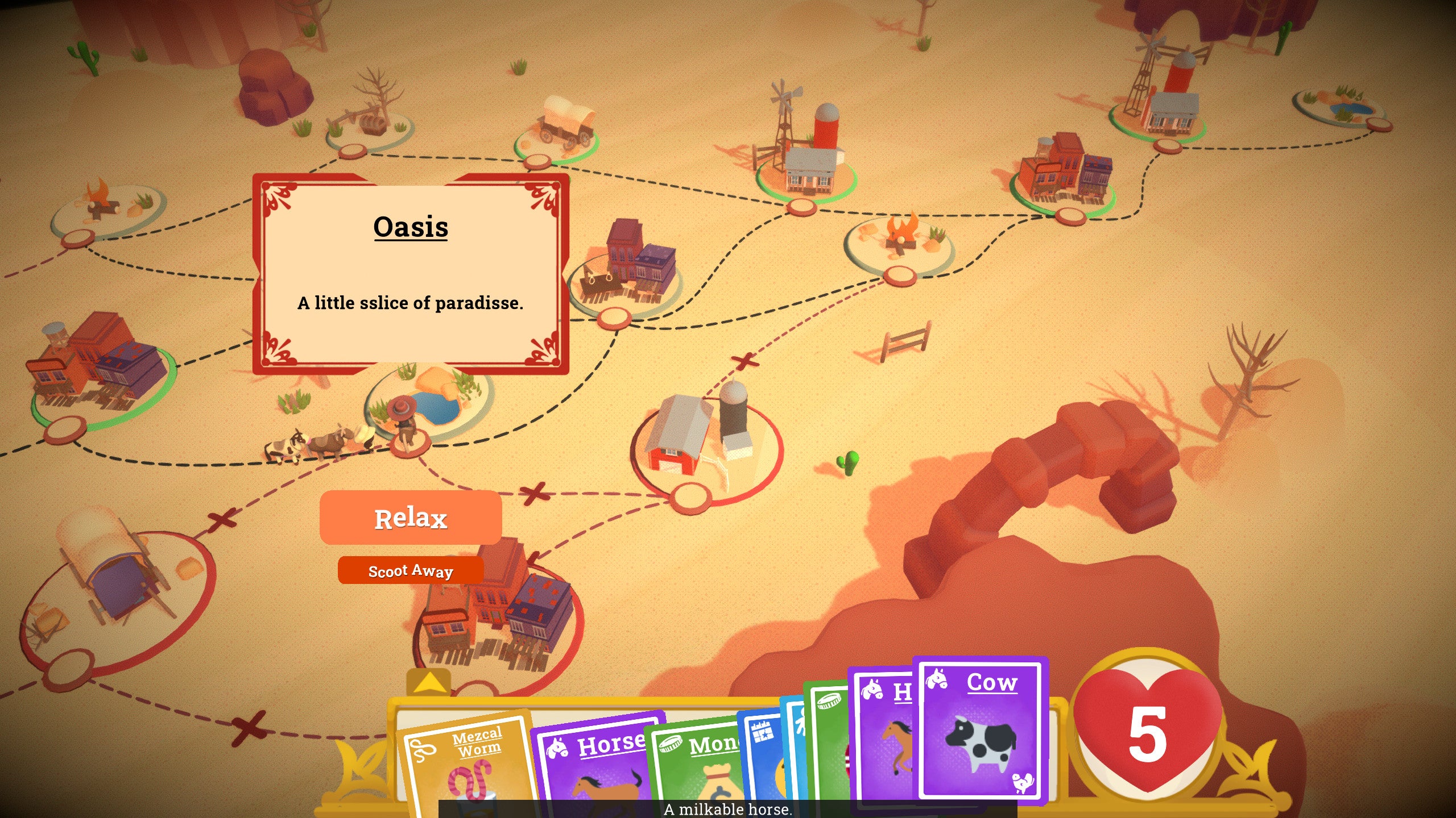 A sSssuspicious oasis in a Card Cowboy screenshot.