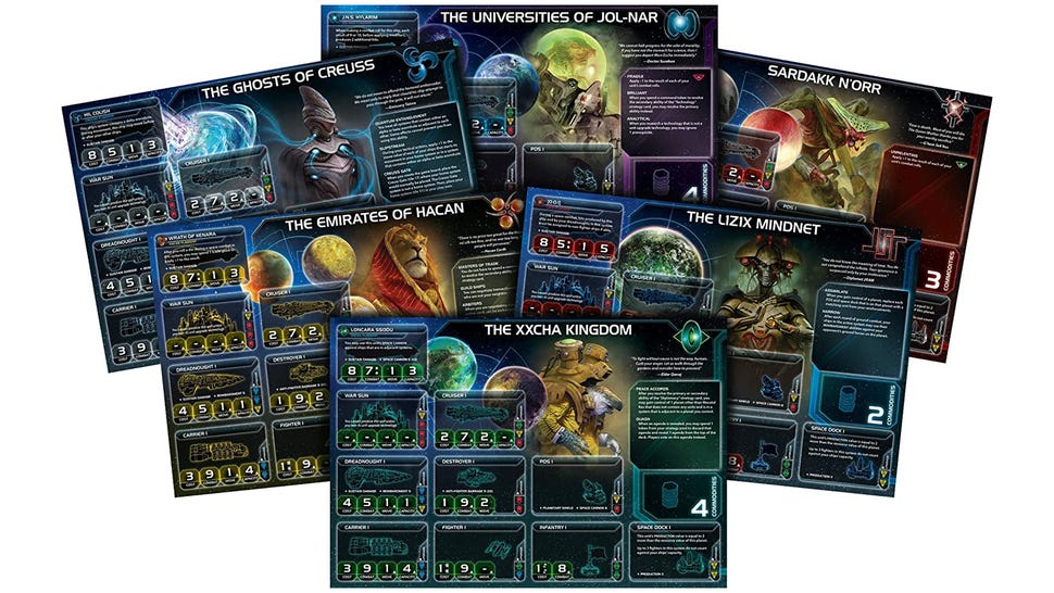 An image of cards for Twilight Imperium: Fourth Edition.