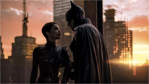 Batman and Catwoman as seen in The Batman (Courtesy Warner Bros.)