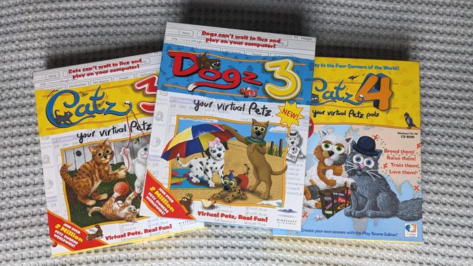 The PC boxes for Catz 3, Dogz 3 and Catz 4