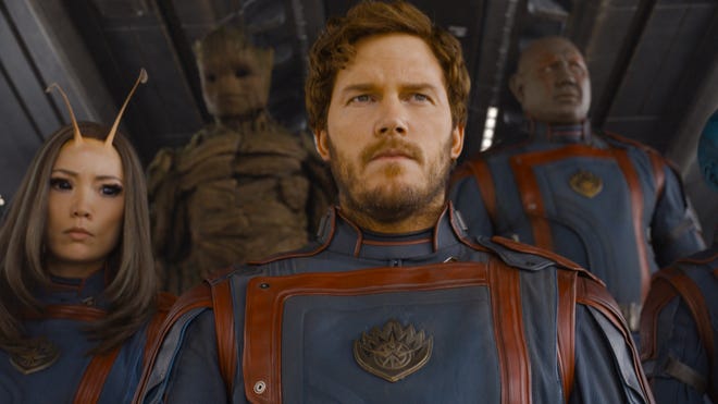 Still promotional image featuring the cast of the Guardians of the Galaxy