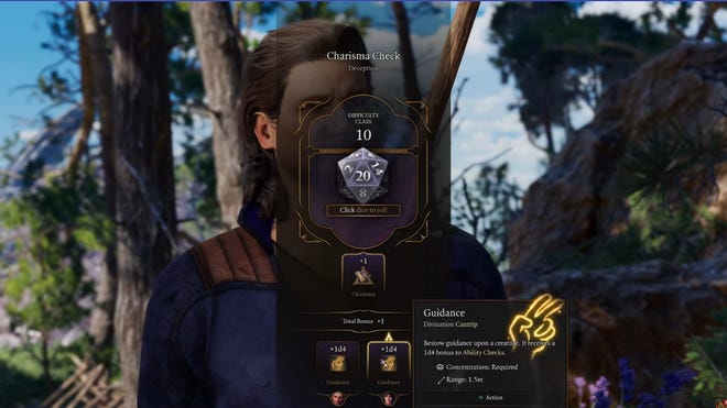 An image of a charisma check from Baldur's Gate 3.