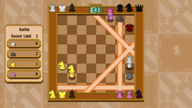An image of Chessplosion which shows multiple players throwing down chess piece-shaped bombs to catch each other out.