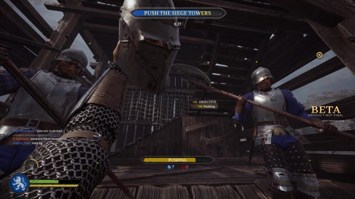 I raise a dismembered head to my two Chivarly 2 compatriots, who ignore me entirely.