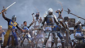 Soldiers cheering in a Chivalry 2 screenshot.