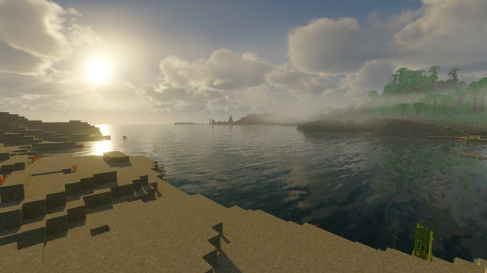 A beach in Minecraft.
