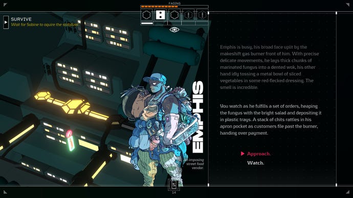 Regarder le chef Emphis dans une capture d'écran de Citizen Sleeper.