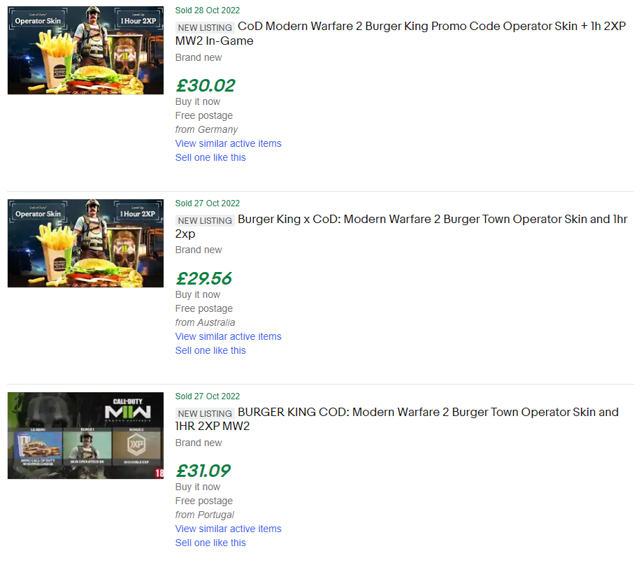 Call of Duty fans spend £30 on an ingame Burger King skin