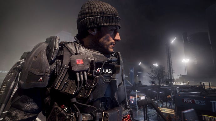 A close of a soldier in a beanie hat in Call Of Duty: Advanced Warfare