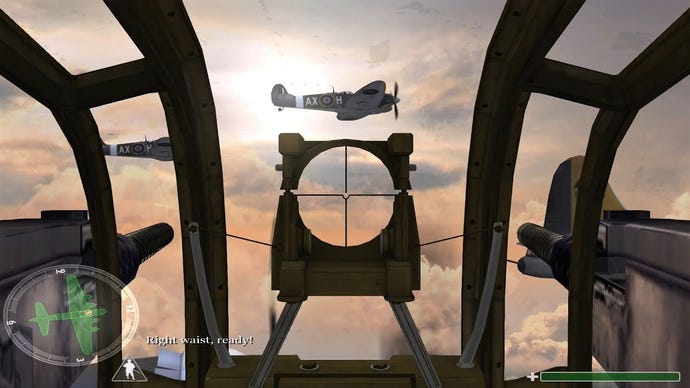 Two planes fly past an aerial gunner station in Call Of Duty: United Offensive
