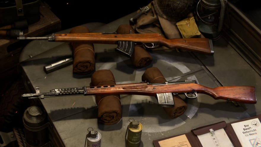G-43 and SVT-40 on a table in Call Of Duty: Vanguard.