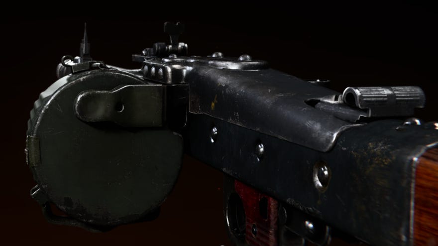 A render of the MG42 in Call Of Duty: Vanguard, as seen from the Gunsmith preview animation screen.