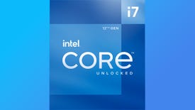 the box of an intel core i7 12700k alder lake processor on a fetching blue background