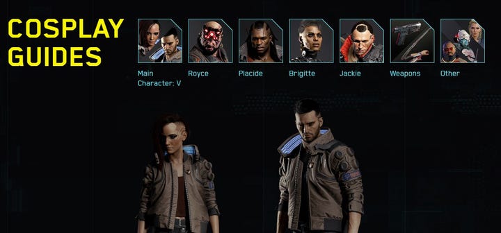 Cyberpunk 2077's cosplay guide on their website.