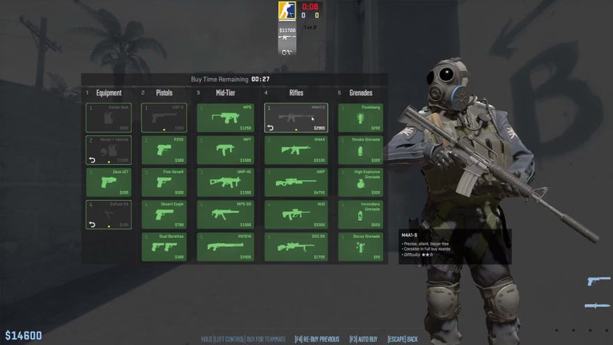 The new buy menu in Counter-Strike 2.