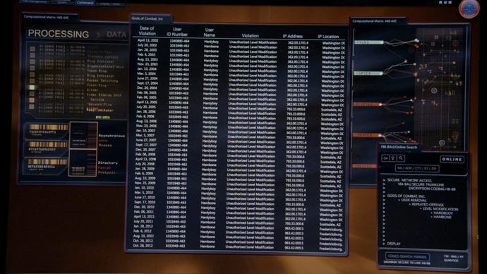 Investigating the fictional video game 'Gods of Combat' in an episode of Criminal Minds.