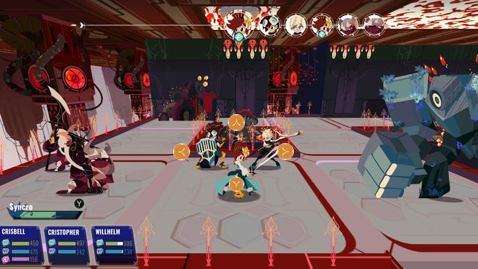 A screenshot showing one of the turn-based battles in Cris Tales