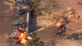 A helicopter takes damage from anti-aircraft missiles in Crossfire: Legion