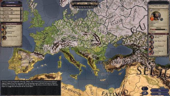 Une carte de l'Europe de Crusader Kings 2