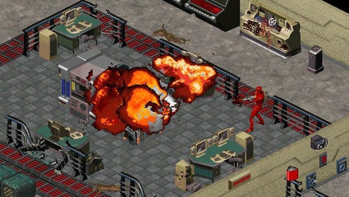Blowing up machinery in a Crusader: No Remorse screenshot.