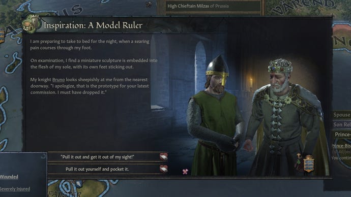 The inspiration screen in Crusader Kings 3