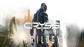 A Crysis Remastered logo, with a soldier in a nanosuit - Prophet? - looking over his shoulder.
