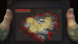 A CS:GO player holds a table showing a map divided into hexagonal sections in the Danger Zone game mode.