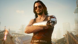 Johnny poses in a Cyberpunk 2077 screenshot.
