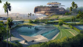 Cyberpunk 2077's new Westbrook concept art looks like a spaceship crashed into a golf course