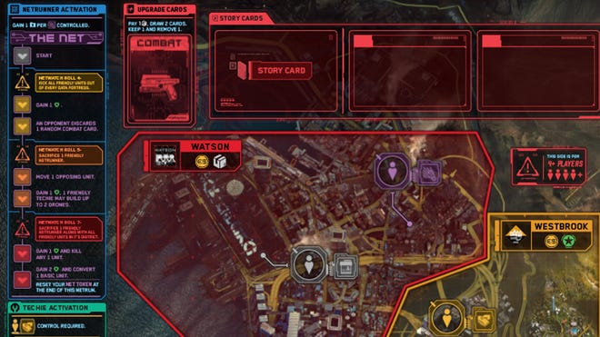 An image of the game board for Cyberpunk 2077: Gangs of Night City.