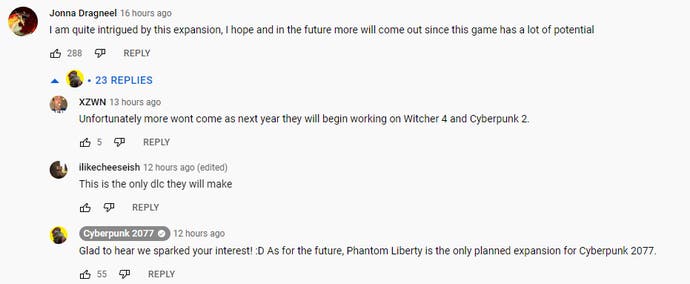 Comments regarding Phantom Liberty Cyberpunk 2077 expansion