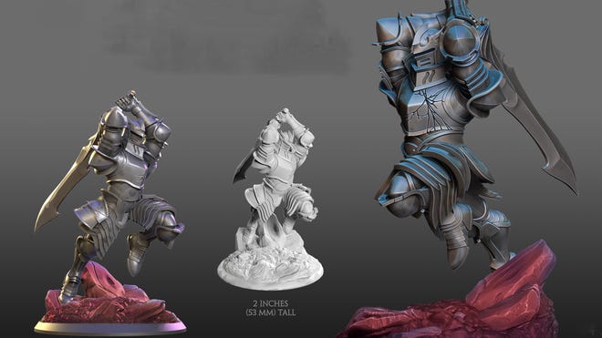 Images of the Dalinar Kholin miniatures for The Stormlight Archive Premium Collection.