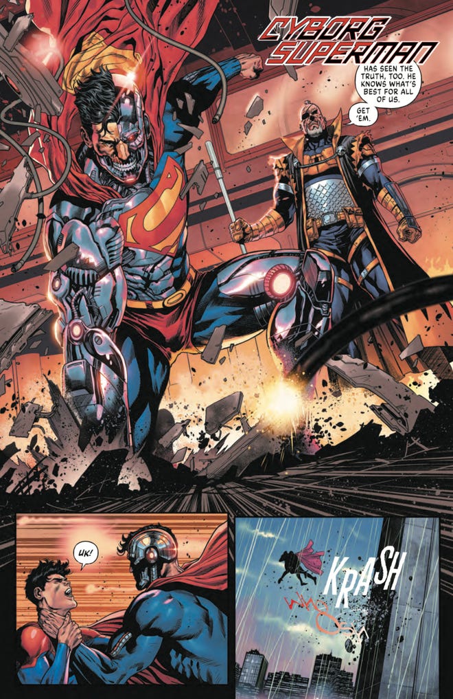 Dark Crisis #2 excerpt by artist Daniel Sampere, colorist Alejandro Sanchez, letterer Tom Napolitano