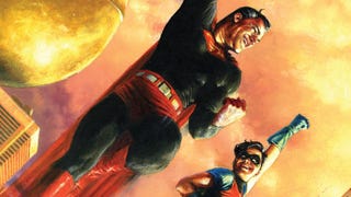 Superman flying alongside Jonathan Kent