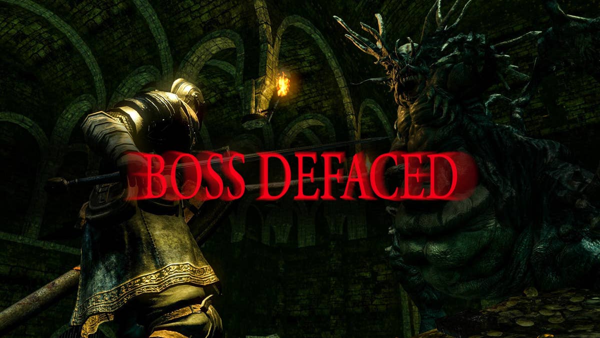 The Dark Souls wiki has a hidden face bandit who's casually been defacing  bosses