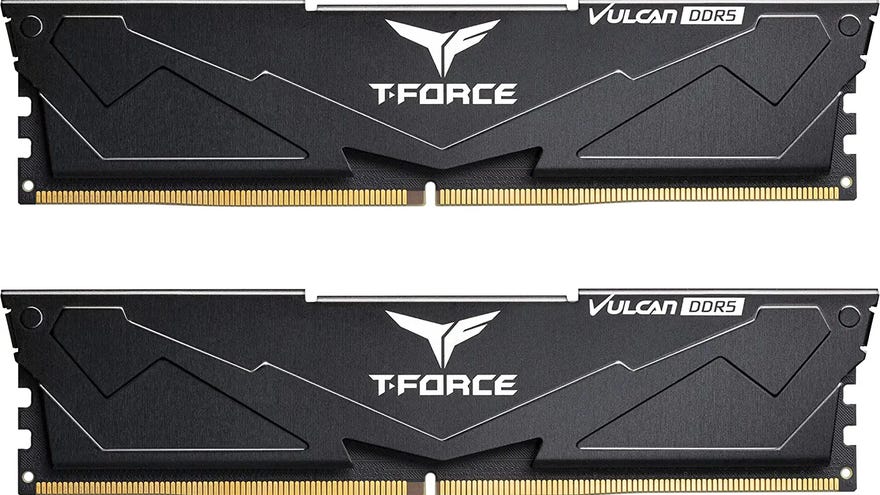 teamgroup t-force vulcan ddr5, shown in a 2x16gb kit.