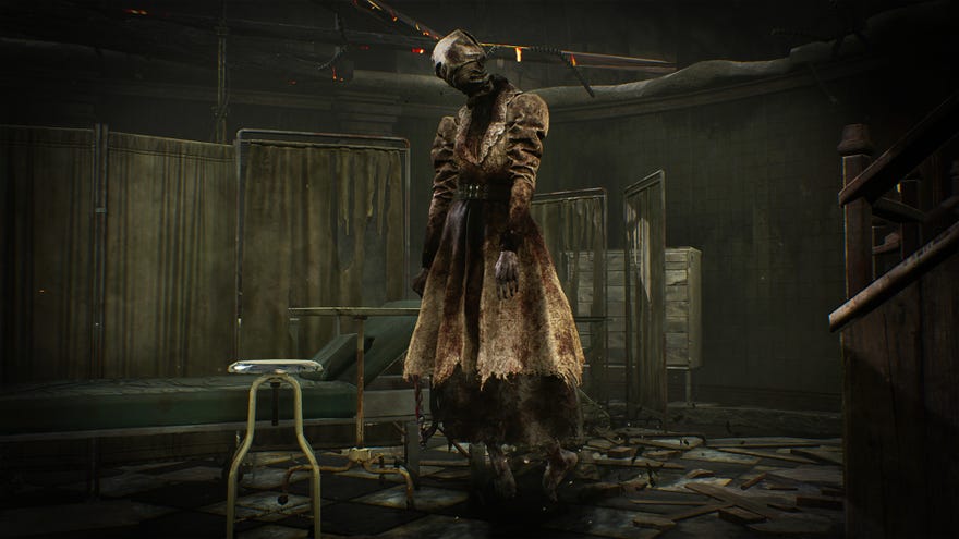 Murderous action in a Dead By Daylight screenshot.