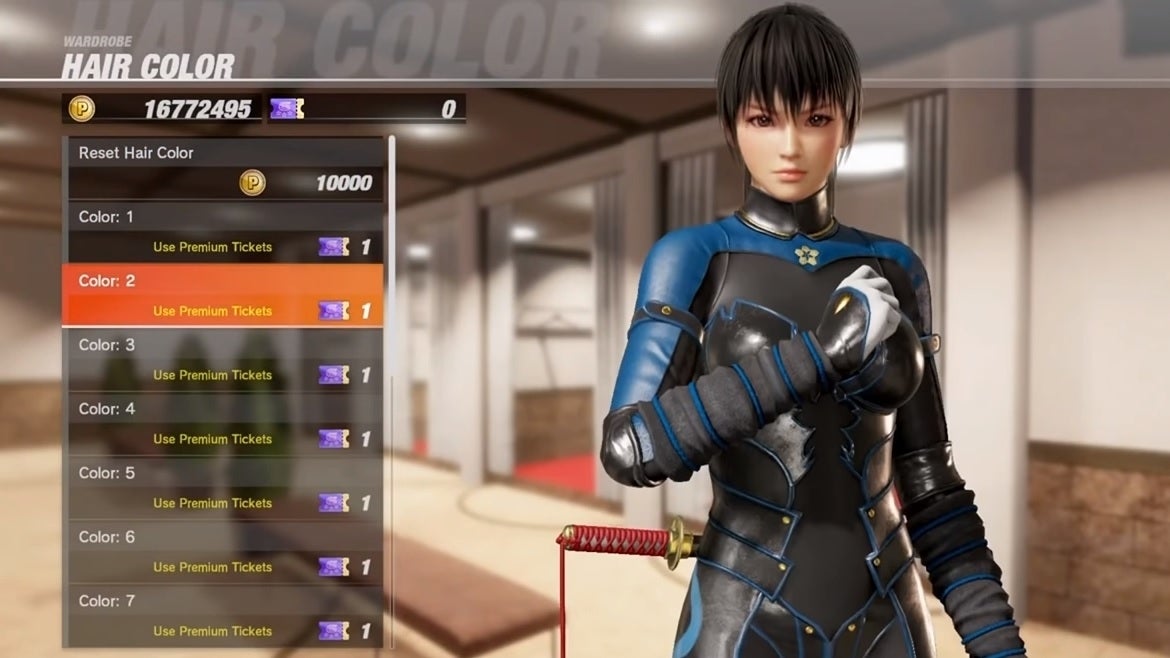 Dead or Alive 6 hair colour change microtransaction 