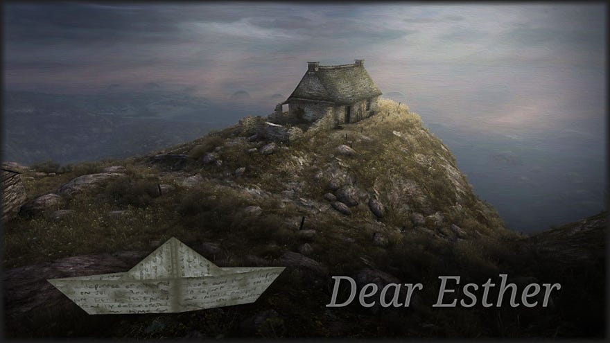 The key art for Dear Esther - a lonely shack on a blasted cliff, overlooking the sea