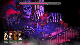 A group of teens face off against a giant skeleton in Demonschool