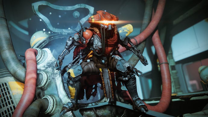 Uno screenshot di Destiny 2 che mostra tanik nel raid della cripta di pietra profonda