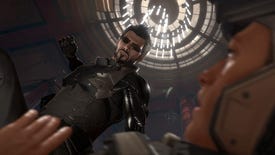 Adam Jensen prepares to punch someone in Deus Ex: Mankind Divided