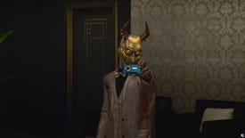 47 poses in the mirror wearing The Devil's Own suit during the Asmodeus Waltz mission.