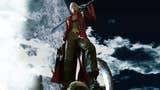 Dante from Devil May Cry 3 stands in front of the moon holding a sword